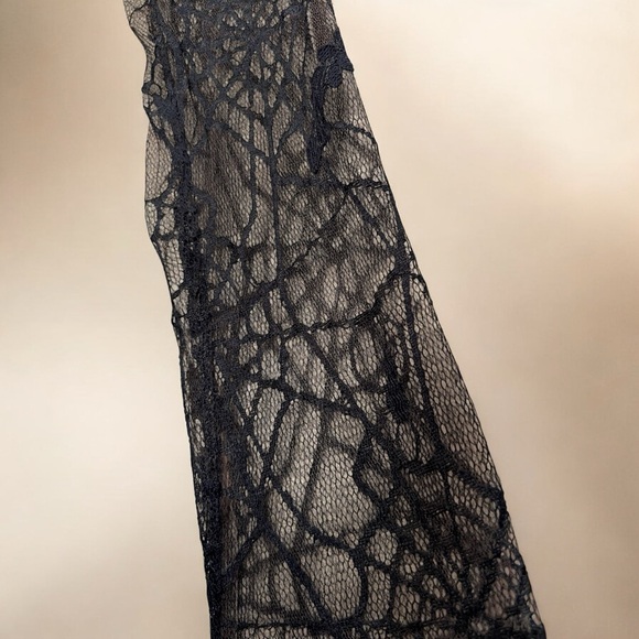 Y2K Julian Joyce Mandalay Goth Spider Web Lace Long Sleeve Dress Halloween Gown - Picture 6 of 9